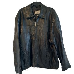 Boston Harbour Outdoorwear Mens Leather Coat Black Leather Vintage